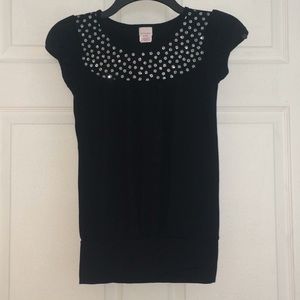 Black sparkly neckline top